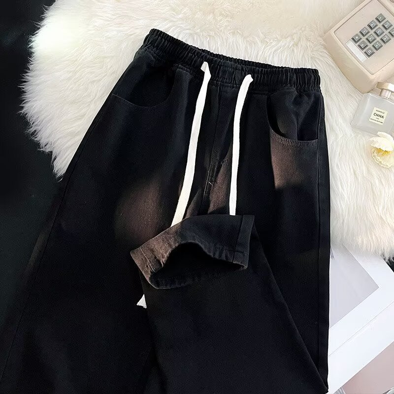 Elastic Waist Jeans For Men, High-End, Straight, Loose, American High Street, Retro , Style - Image 3